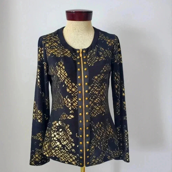 FRANK LYMAN black and gold lightweight jacket. Size 8 - Picture 1 of 9